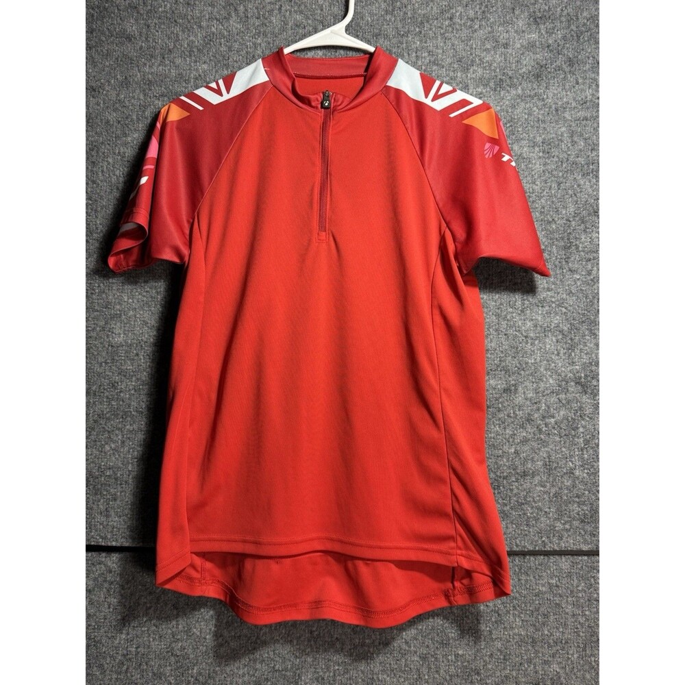 Bontrager Cycling Jersey Men's Medium Red 1/4 Zip Short Sleeve Bike Shirt